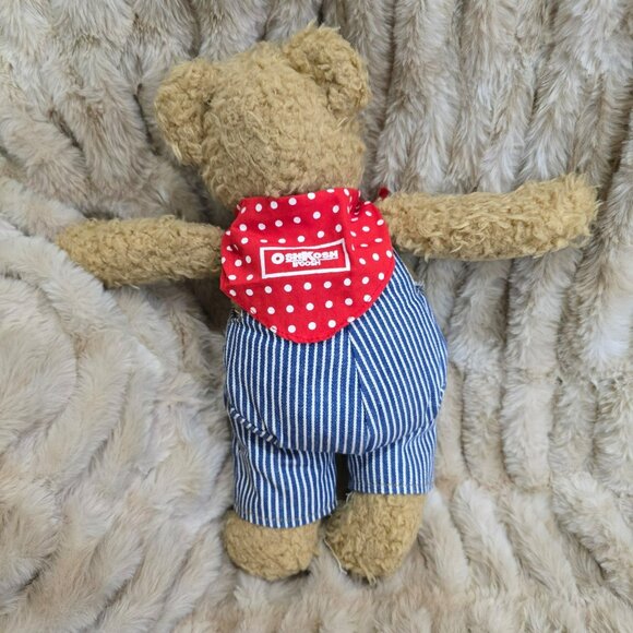 Eden OshKosh B'gosh Plush Stuffed Bear Animal Sherpa Plushie 11" striped overall - Picture 2 of 6